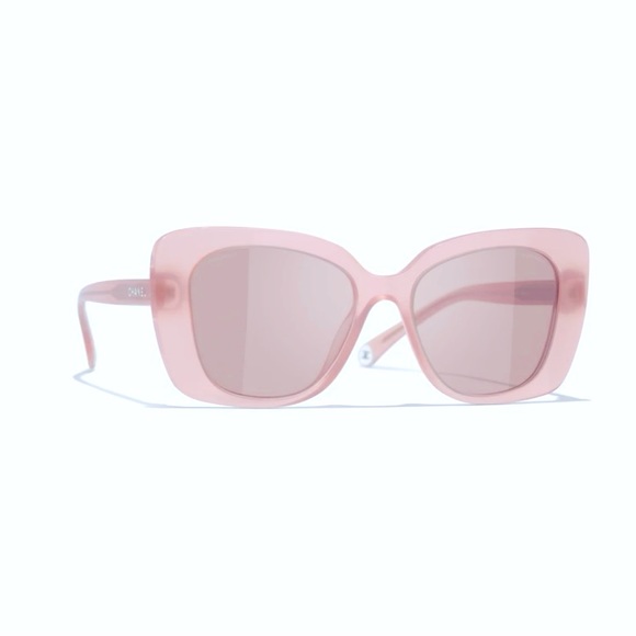 CHANEL pink acetate rectangle sunglasses